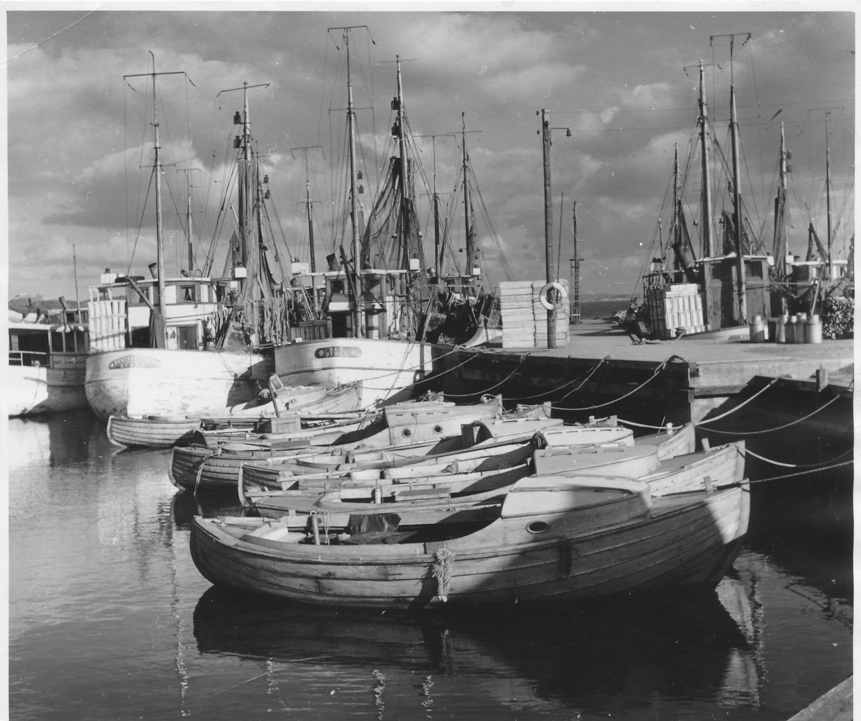 Fiskebåtar och ekor i Dyröns södra hamn